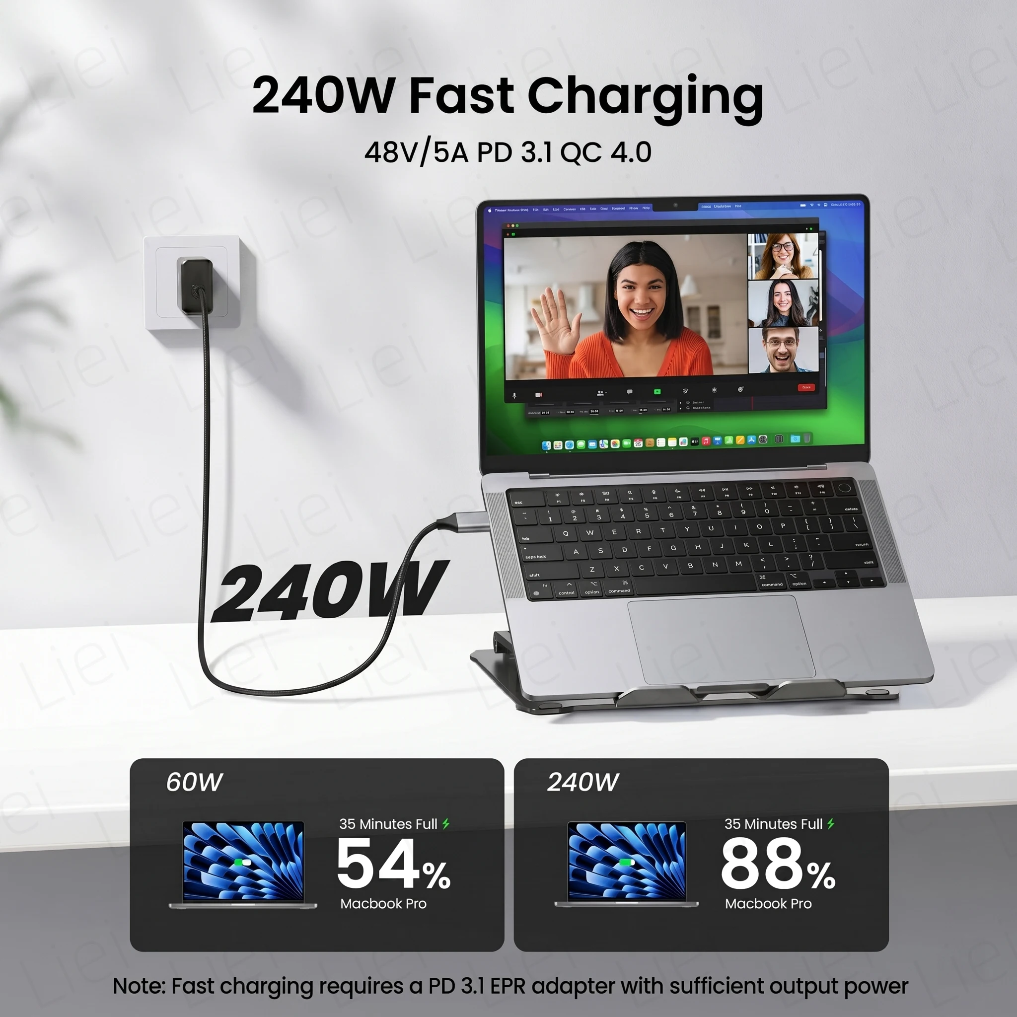Kabel USB-C do monitora 20 Gbps, USB 3.2 Gen2x2, 4K@120Hz, 240W PD, kabel do transmisji danych i ładowania, kabel wideo do monitora przenośnego i laptopa — zdjęcie produktu 4