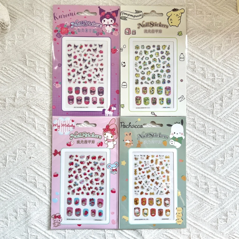 Genuine Sanrio Cartoon Print Nail Sticker Toys Kawaii Kuromi My Melody Pompompurin Pochacco Manicure Decal Girls Gifts