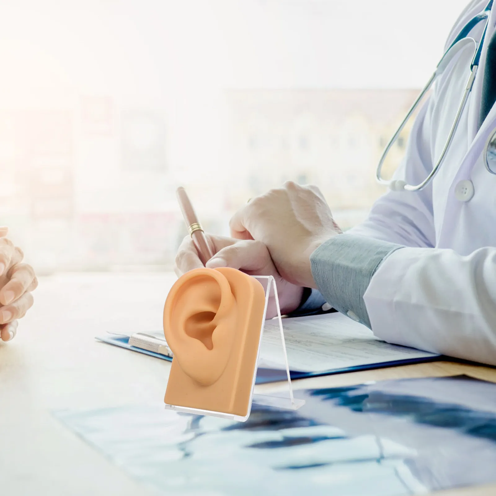 

1Set Soft Silicone Ear Professional Earfake Multi-Function Earring Holder for Training Decorative Desktop Display Supplies