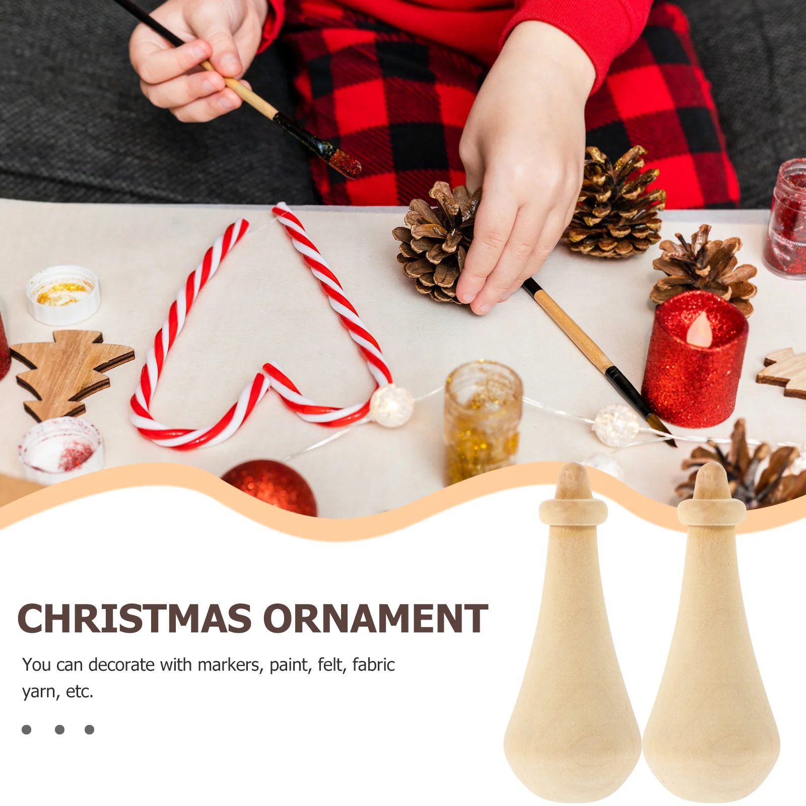 

10 Pcs Christmas Crafts Blank Wood Decors Ornaments Crafting DIY Decorations Tree