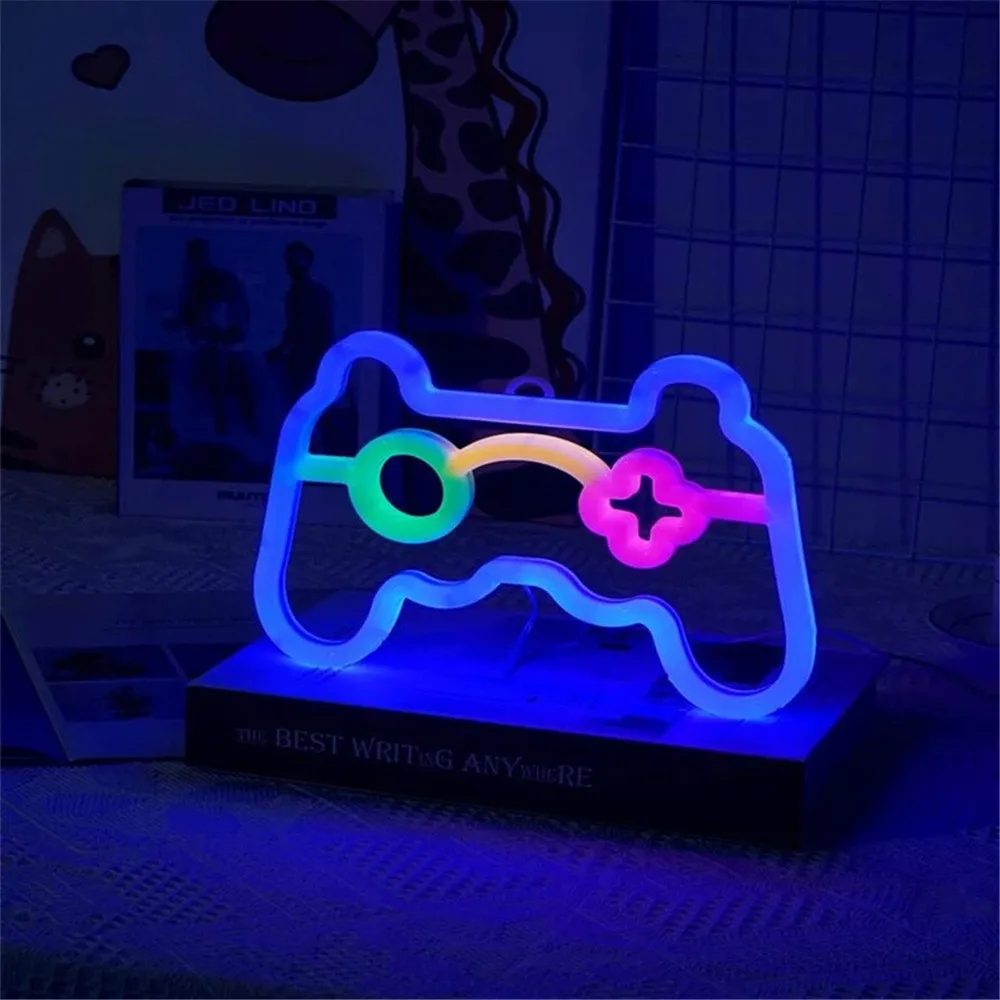 1 قطعة USB LED لعبة وحدة التحكم ضوء النيون ، وحدة تحكم ألعاب ضوء الليل ، مناسبة لغرف الألعاب والحفلات وديكور الجدران