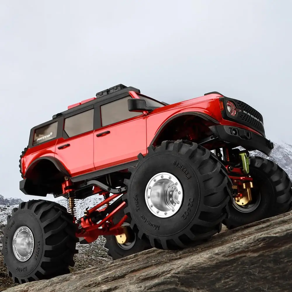 GLOBACT 알루미늄 몬스터 트럭 RC 휠 타이어, 1/24 AXIAL SCX24 FMS FCX24 RC 크롤러 자동차 업그레이드 액세서리, 68*33mm