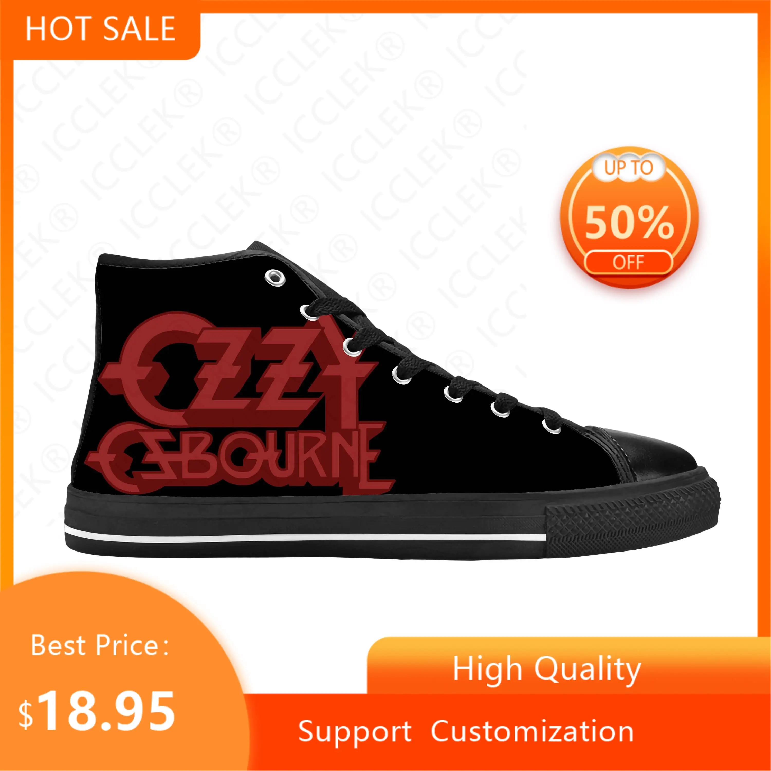 Ozzy Osbourne Rock Band Music Horror Gothic Cool Casual Cloth Shoes High Top Comfortable Breathable 3D Print Men Women Sneakers