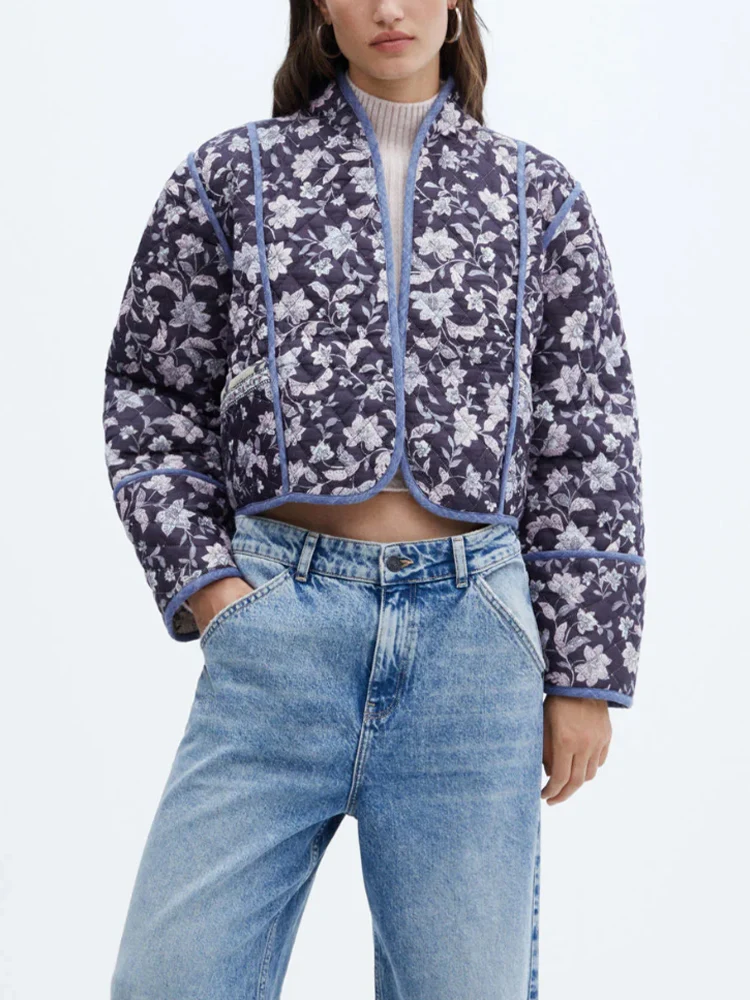 

Осенняя новая женская одежда в европейском и американском стиле, модный и универсальный дизайн, двусторонняя стеганая лоскутная куртка