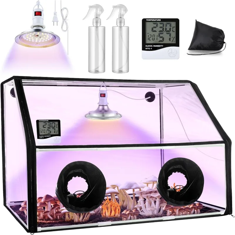 Mushroom planting tent and LED growth light kit Portable large still box Mushroom planting kit belt