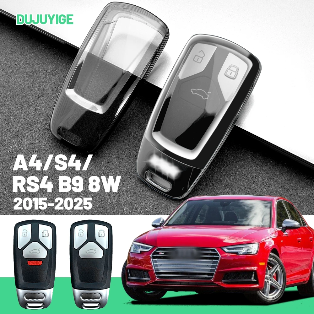 

Прозрачный чехол для автомобильного ключа из ТПУ для Audi A4 S4 RS4 B9 8W 2015-2026, защитный чехол для ключа, автоаксессуары 2025 2024 2023 2022