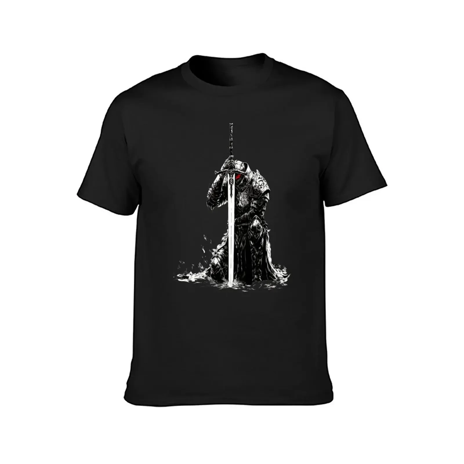 Kneeling Warrior Knight - Red Eye T-Shirt summer tops boys whites heavy weight t shirts for men