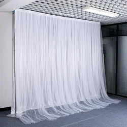 Pleated White Sheer Tulle Backdrop Curtain for Parties Wedding Baby Shower Bridal Shower Photography Props Gender Reveal Drapes