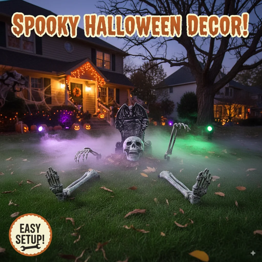 

Realistic Halloween Skull Skeleton Hand Decorations Lawn Stakes Human Bone Props For Spooky Home Garden Party Decoration