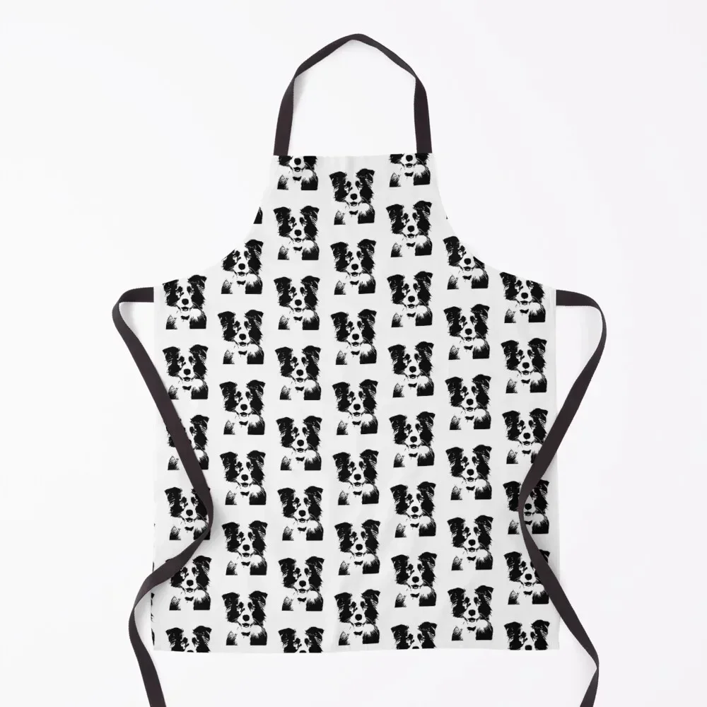 Minimalist Border Collie Apron Kitchen Items For Kitchen Women Chef Uniform for home useful pieces Apron