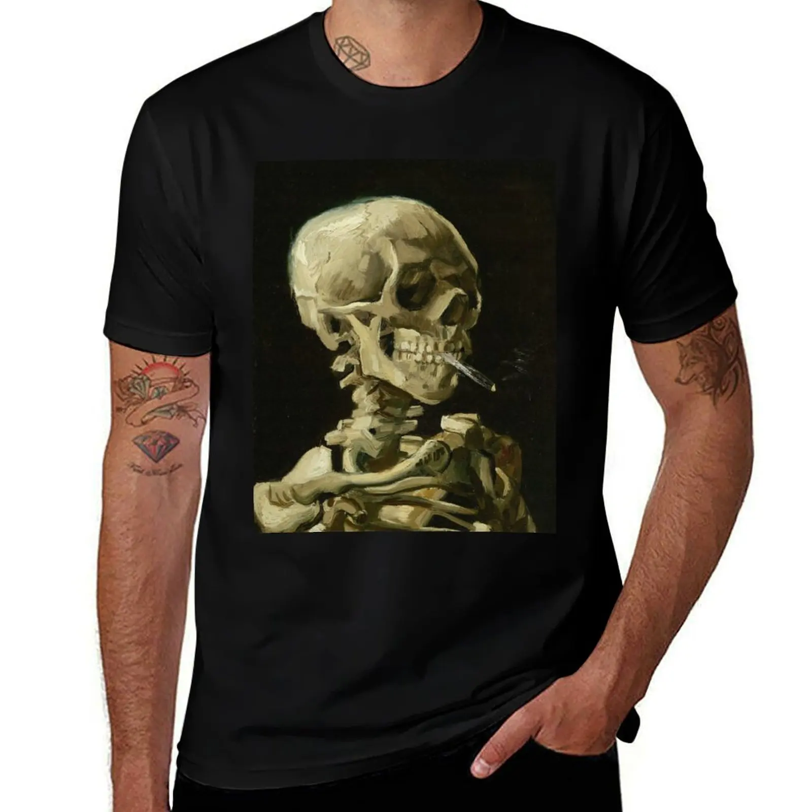 

Vincent Van Gogh Head of a skeleton with a burning cigarette Famous Painting HD High Quality T-Shirt