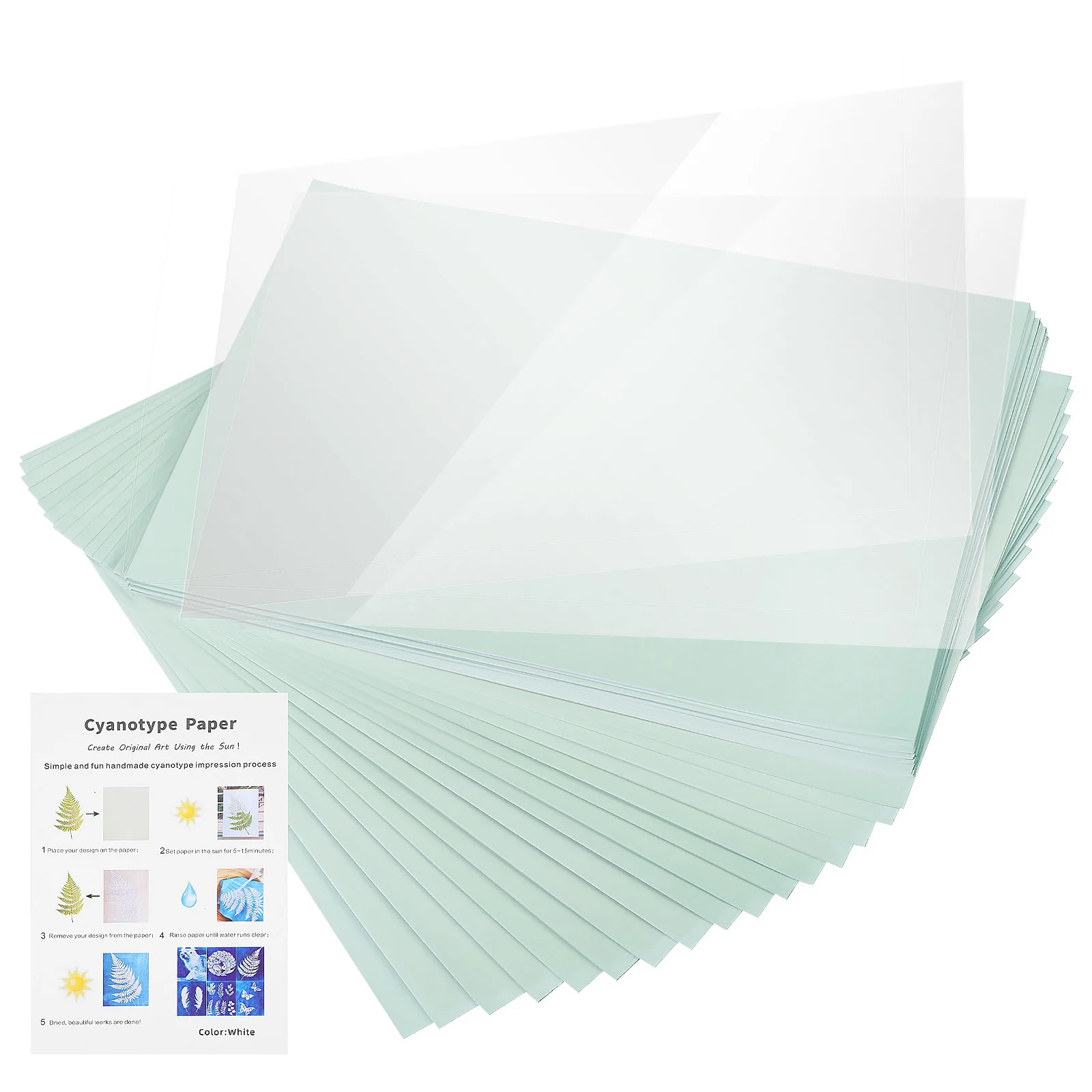 

1 Set Diy Cyanotype Sun Printing Art Sun Activated Paper Printmaking Drawing Craft Projects Durable Fiber Material Ample Supply