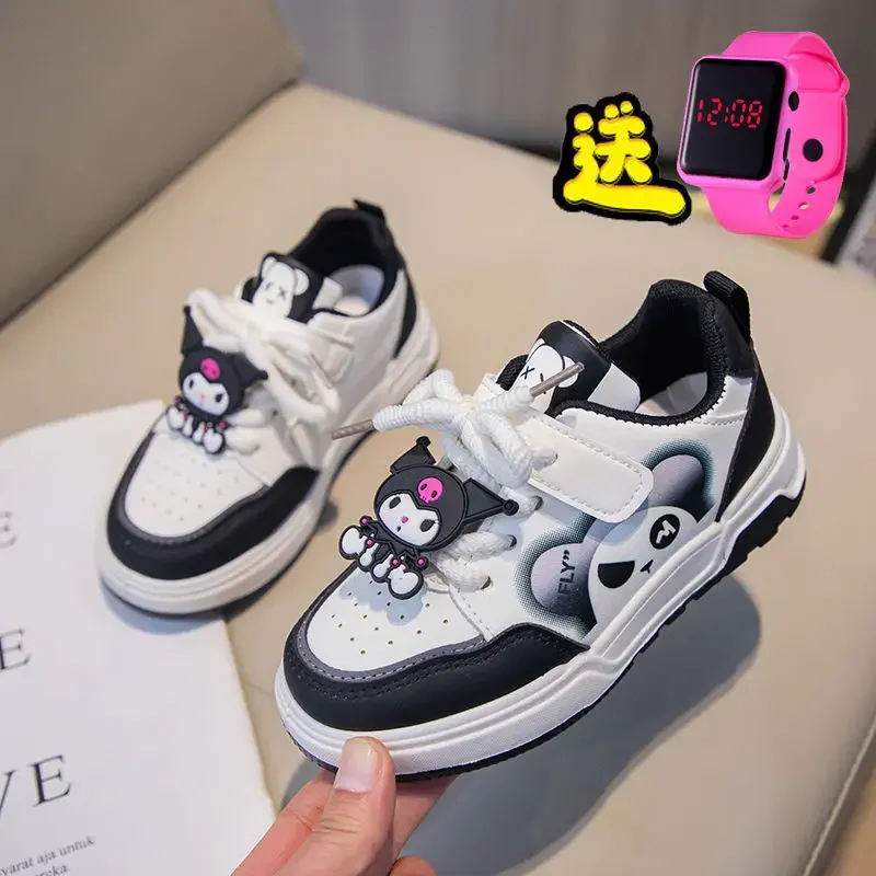 Kuromi Anime Kawaii Sanrio Kinder lässig Mode Schuhe neuen Frühling Herbst niedlichen Cartoon Sweet Board Turnschuhe Geschenke für Kinder