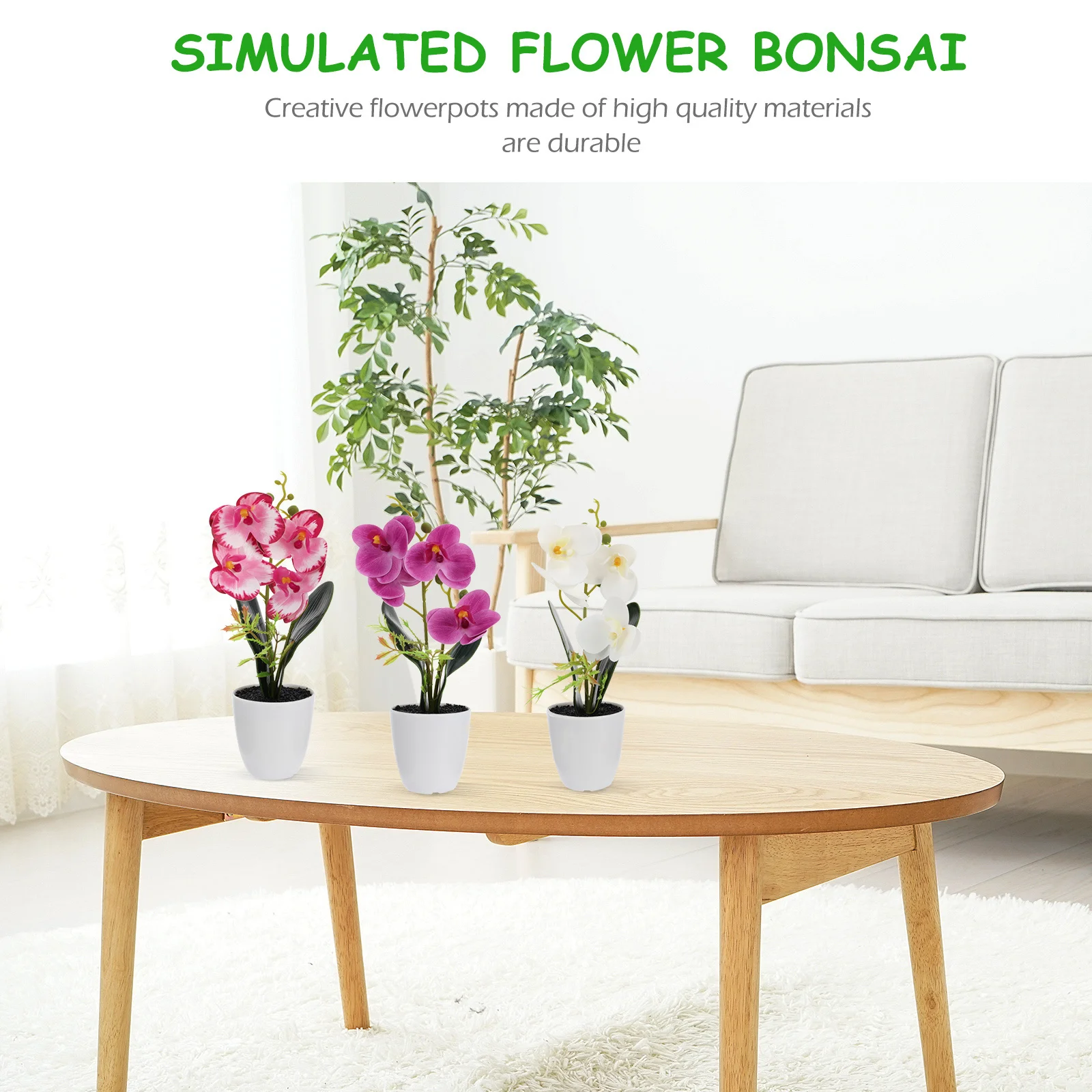 

3Pcs Artificial Phalaenopsis Bonsai Decoration Premium Material Craftsmanship Warm Natural Environment Housewarming Gift