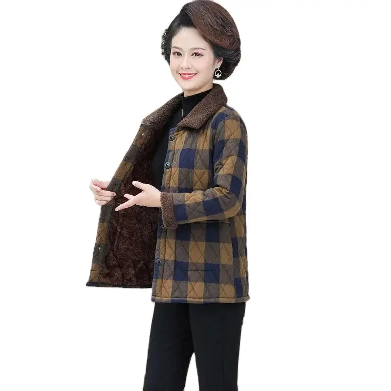 

Women's Padded Clothes 2022 New Winter Fashion Add Velvet Add Thick Loose Jacket Middle-Aged Elderly Mother Keep Warm Coat