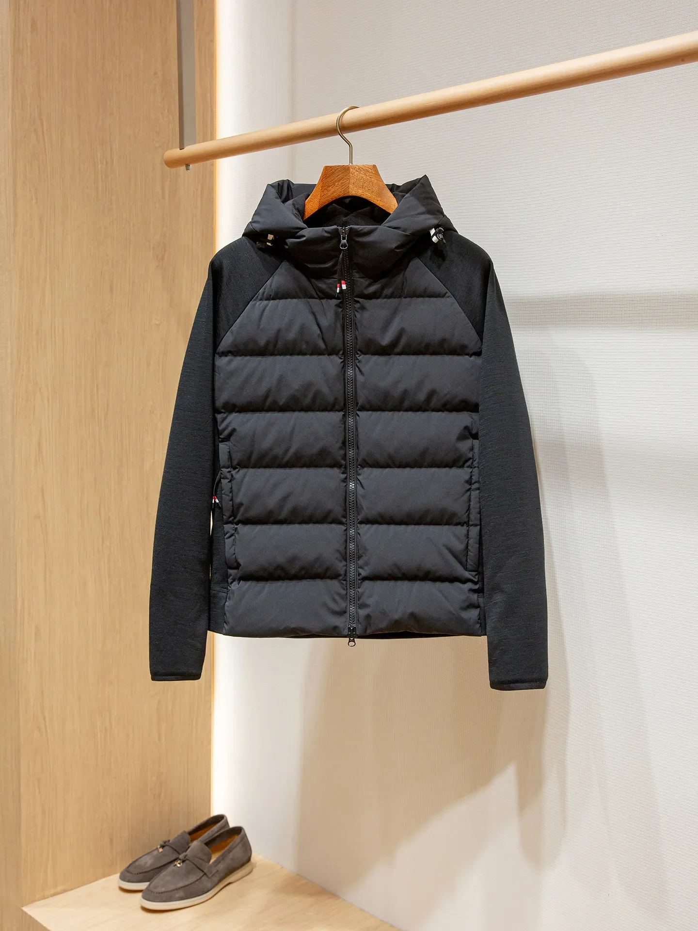White goose down filled Sande wool fleece splicing, ski outdoor down jacket