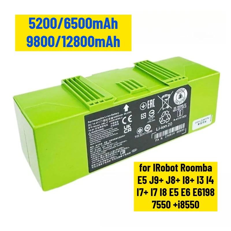

New Replacement Battery for IRobot Roomba E5 J9+ J8+ I8+ I3 I4 I7+ I7 I8 E5 E6 E6198 7550 +i8550 Sweeper Batteries