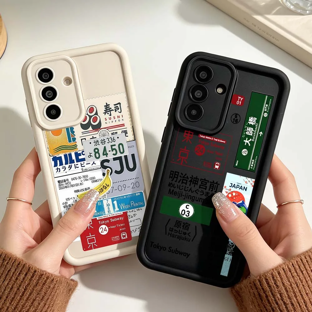 Tokyo Ticket Label Phone Case For Samsung A03 A04 A05 A06 A07 A24 A23 A22 A21s A17 A16 A15 A14 A13 A12 5G Eye Ladder