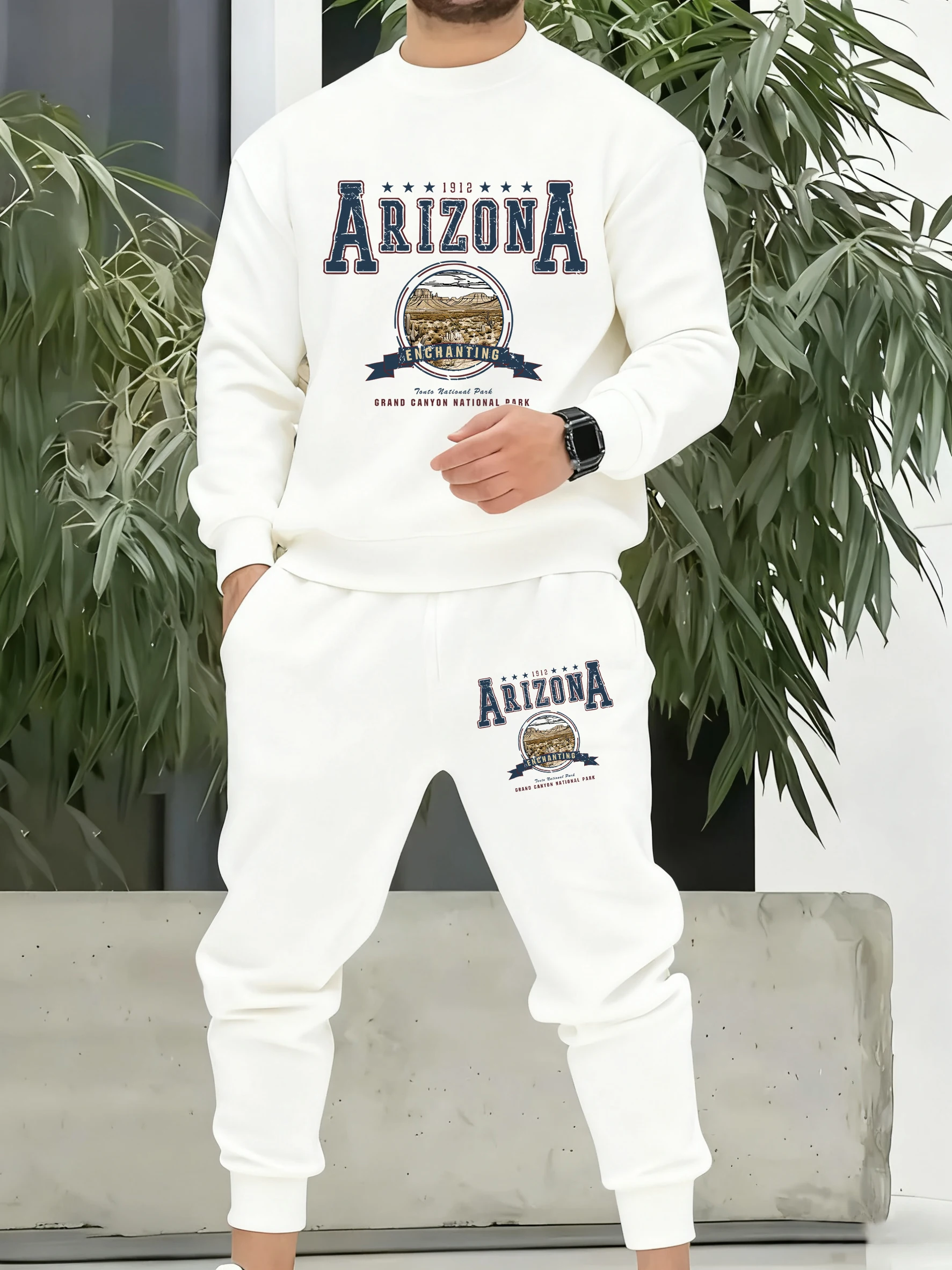 

Arizona Enchanting Prints Men Sportsuit Warm Loose Trendy Pants Casual Fleece Sportset Autumn Male Vintage Basics Clothing