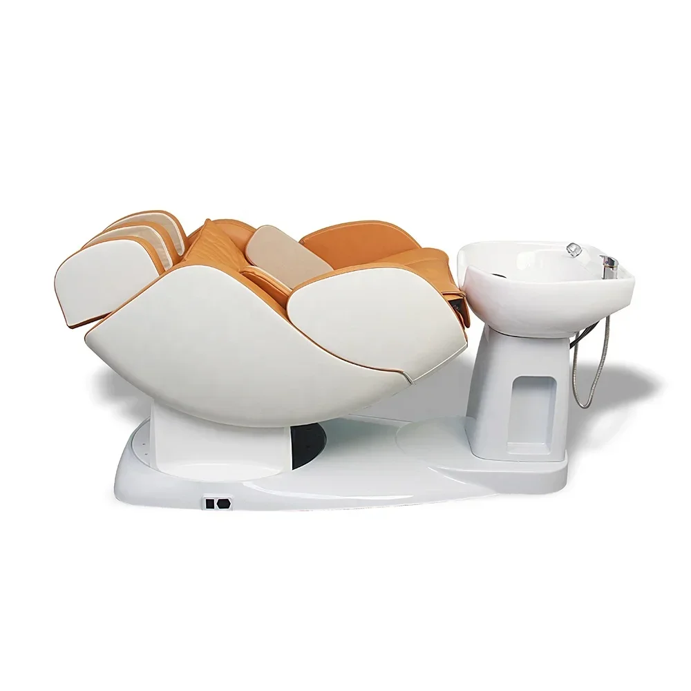 2026 Professional Modern Luxury Beauty Hair Salon Furniture Backwash Bed Electric Full Body Shiatsu Massage Shampoo Chair with B