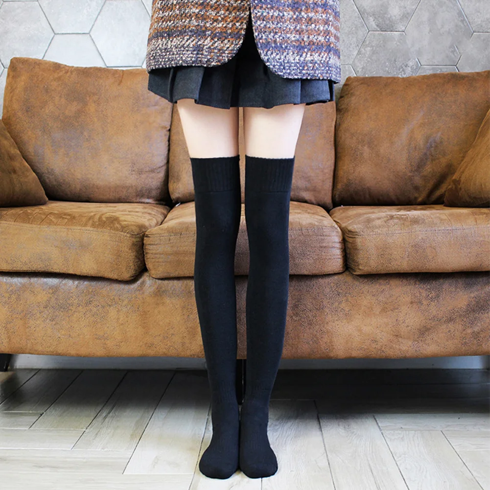 

High Socks Winter Warm Knitted Women Stocking Jacquard Over-the-knee Casual Long Socks for Ladies