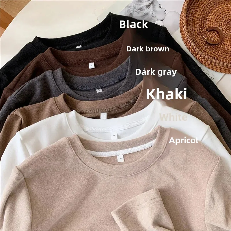 Women's Autumn/winter2024 New Korean-style Slimming Long Sleeve T-shirt Base Layer Top Stylish Fashionable Crew Neck