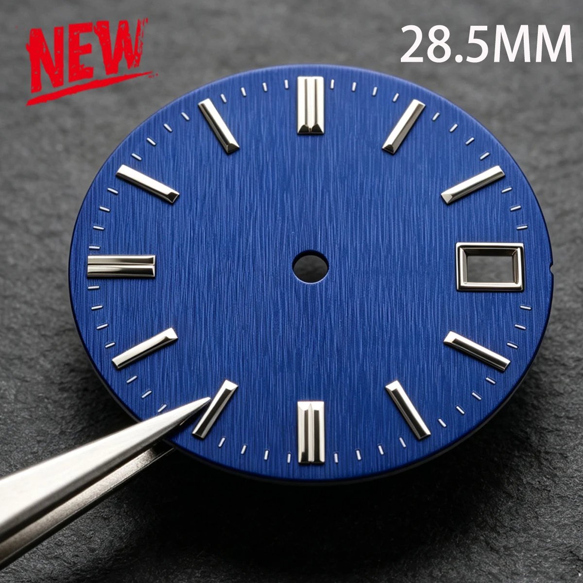 Quadrante per Orologio da 28,5 mm con Cassa Argento, Parti Modificate, Texture a Strisce Verticali, Adatto per Movimento Automatico Seiko Grand NH35