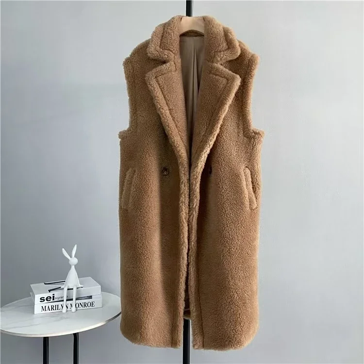 Veste longue ample en fausse fourrure pour femme, gilet en fourrure, sans manches, Imitation fourrure, assorti avec tout, épais, automne hiver