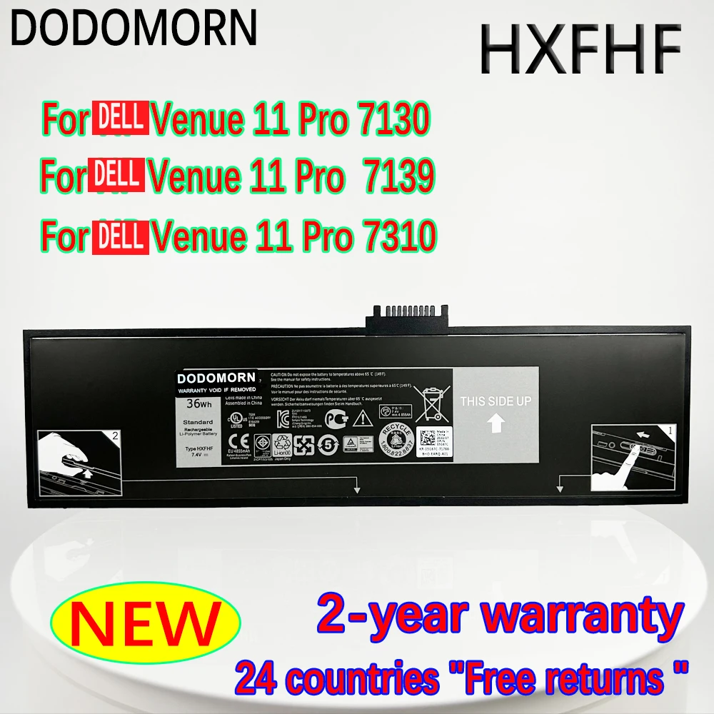 DODOMORN nueva batería de ordenador portátil HXFHF para DELL Venue 11 Pro 7130 7310 7139 VJF0X 36WH de alta calidad con número de seguimiento