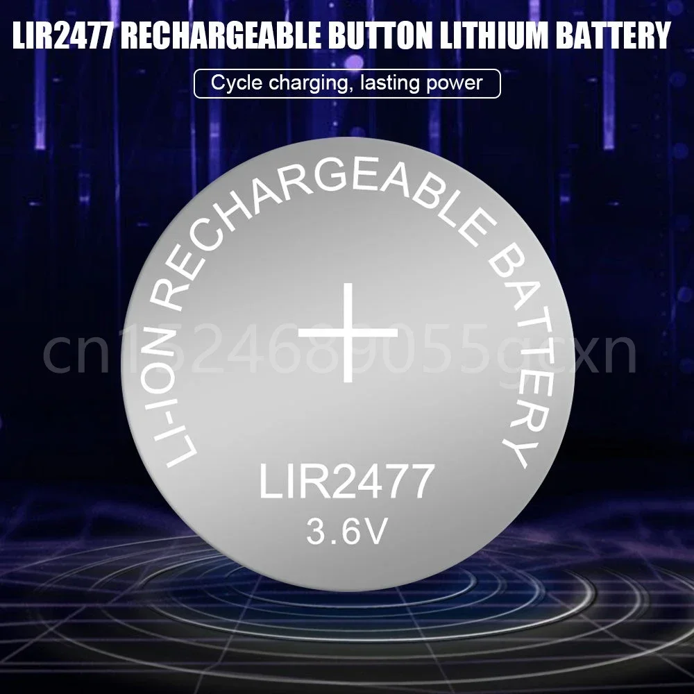 LIR2477 3.6V 200mAh lithium Rechargeable Batteries Replaced CR2477 For Remote Control Watch Button Coin Cell + 2-Slot Charger