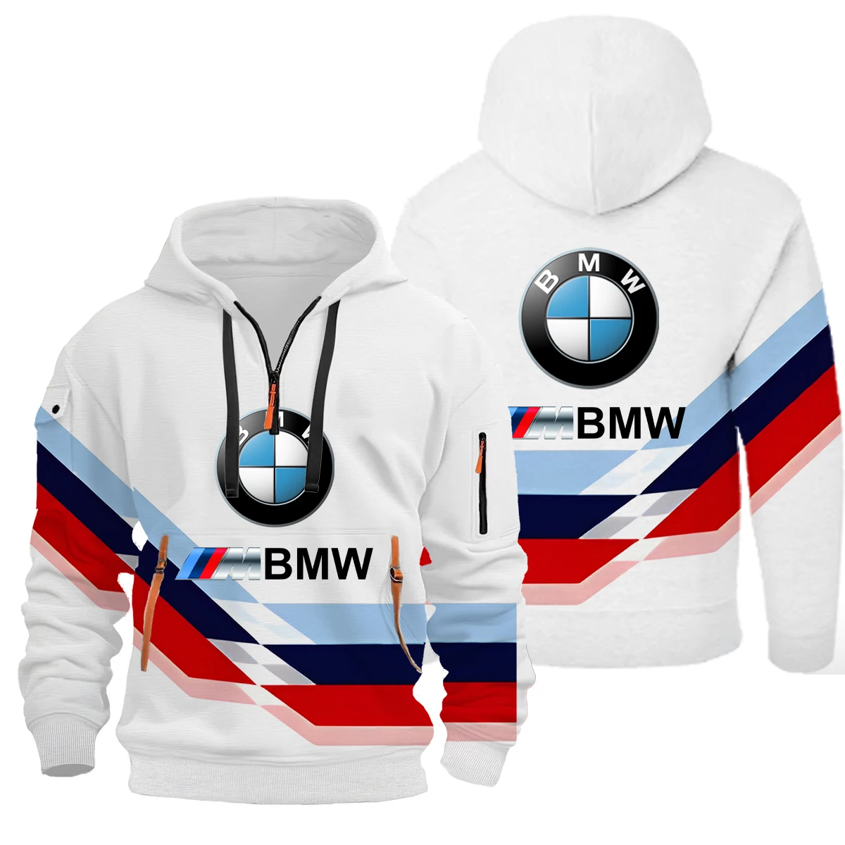 2025 Spring BMW Outdoor Sportswear Casual Men's BMW Comfortable Top Fashion Casual BMW Hoodie with Velvet Zipper Sweatshirt