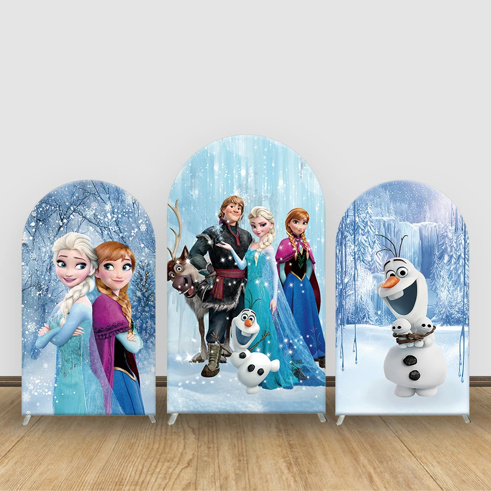 

Frozen Princess Arch Wall Backdrop Cover Elsa and Anna Background Baby Girl Shower Child's Birthday Party Decor Elastic Fabric