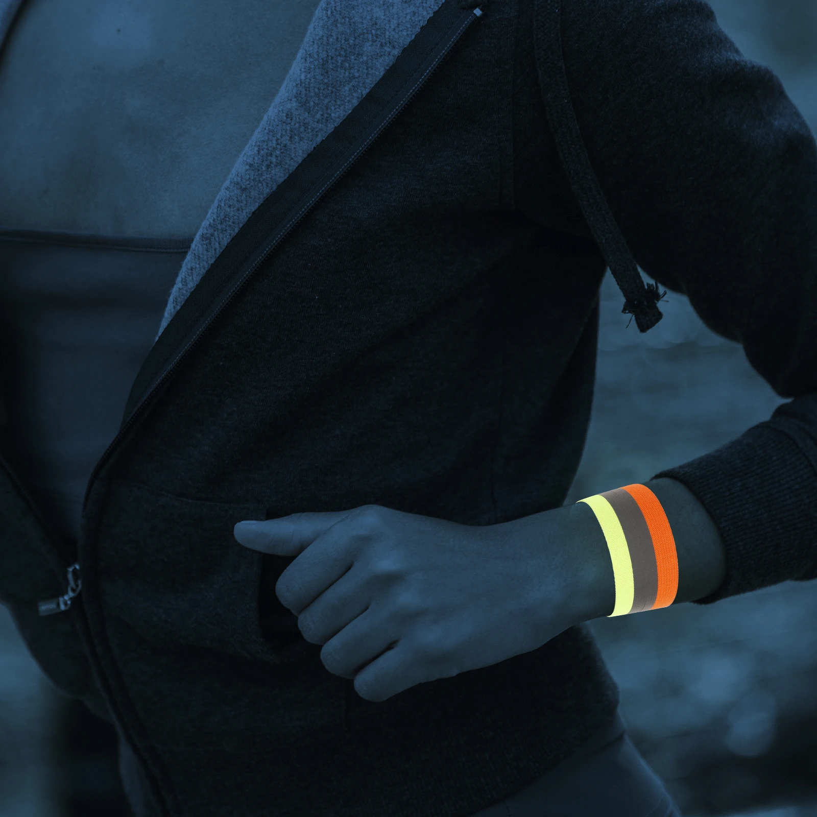 

1 Pair Reflective Arm Bands High Visibility Safety Strips for Night Running Cycling Orange Yellow Adjustable Elastic Outdoor