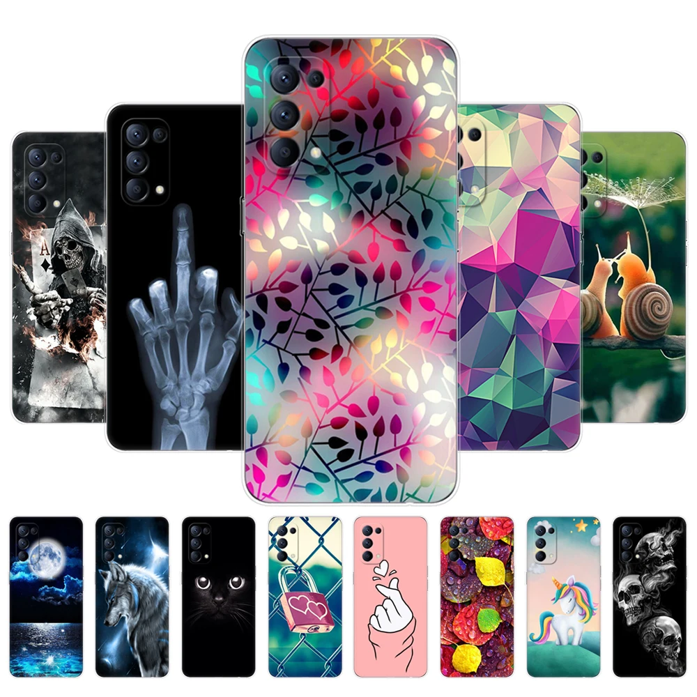 Чехол для Oppo Reno5 4G, 6,4 дюйма, CPH2159, мягкий силиконовый чехол из ТПУ, задняя крышка для Oppo Reno 5 4G, бампер, Чехлы, милый чехол