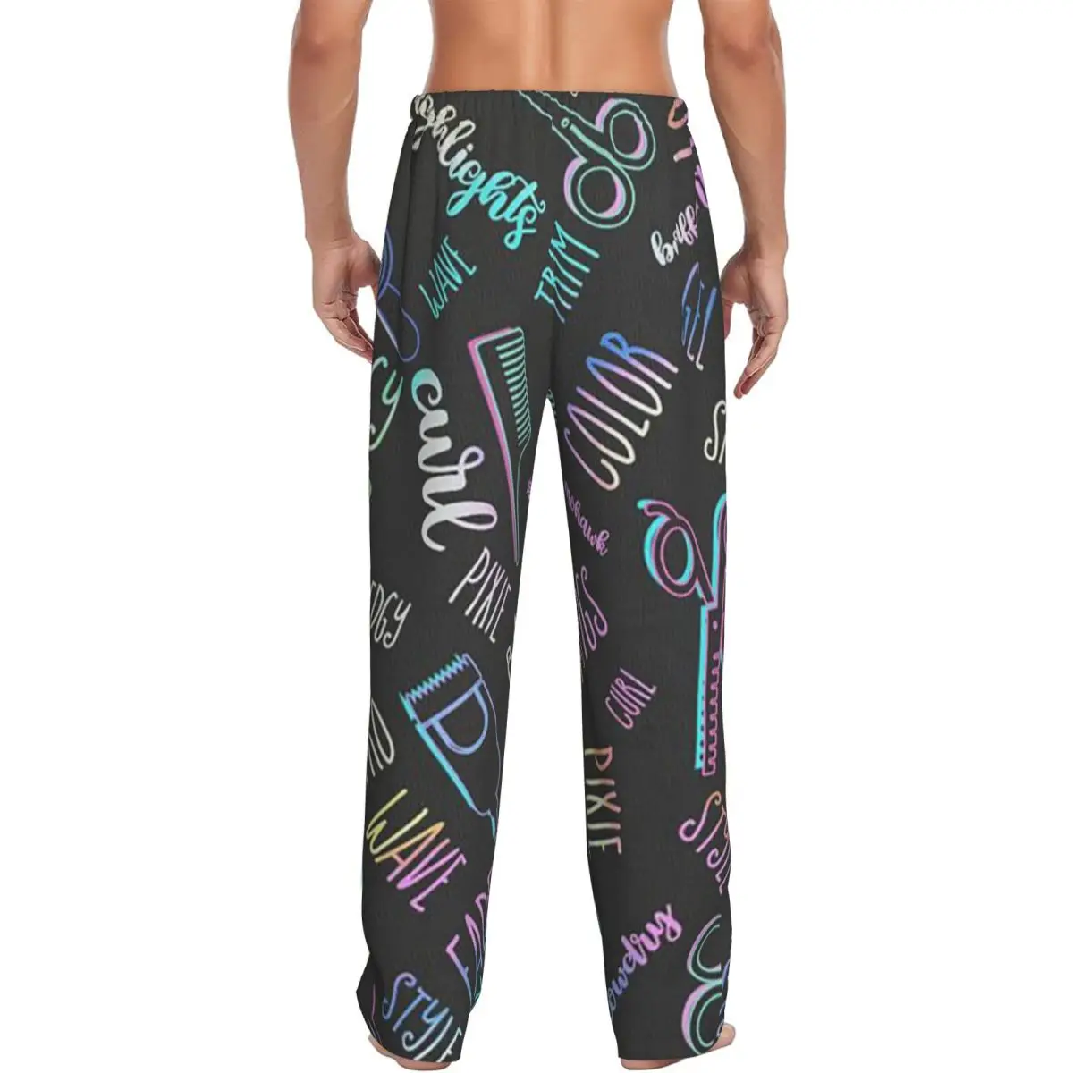 Custom Salon Hair Dressing Tool Pattern Men Pajama Pants Lounge Sleep Sleepwear Bottoms with Pockets