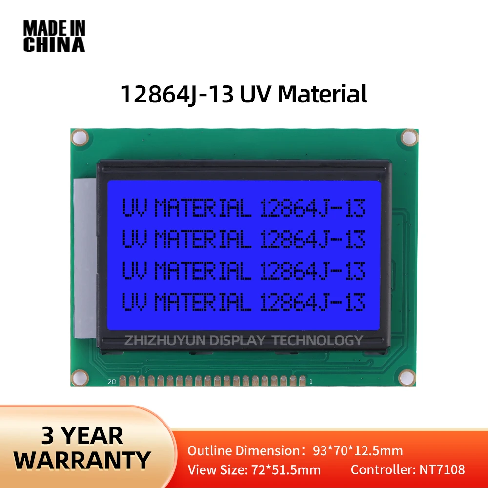 Filme azul material UV, módulo de controle, fábrica direto, 12864J-13, 12864, 128x64, 128x64, NT7108