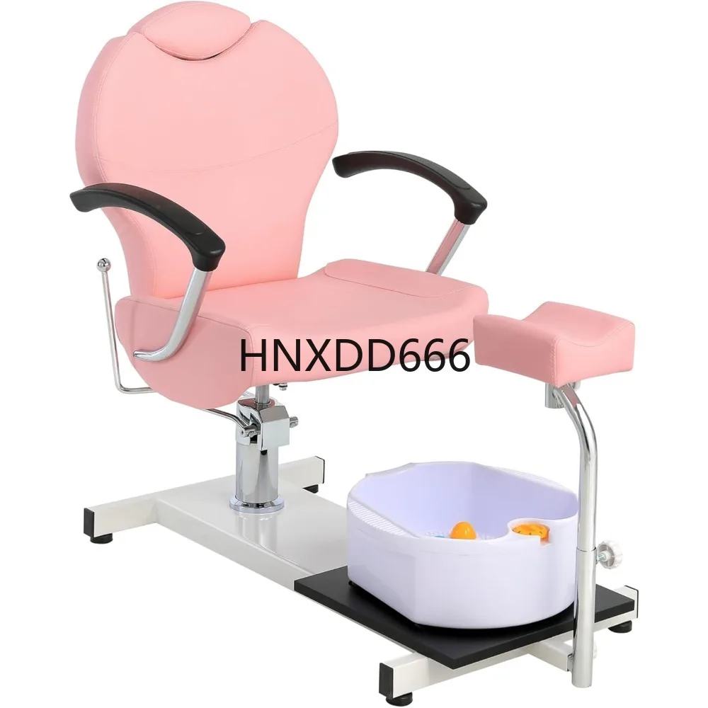 

Reclining Pedicure Chair Station for Foot Bath Hydraulic Lift 360 Degrees Swivel Pedicure Chair w/Foot Basin, and Footrest, Pink