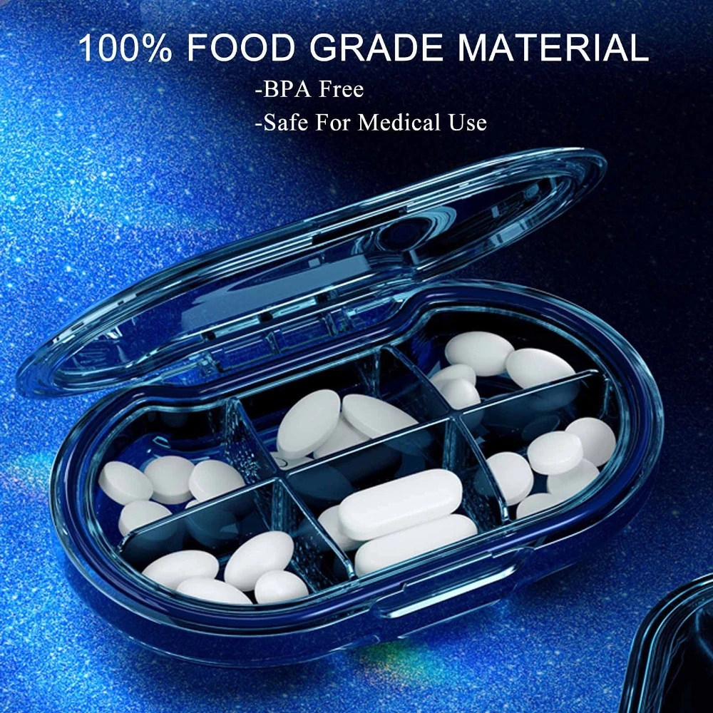 4-Compartment large Portable Pill Box Daily Medicine Supplement Organizer Weekly Pill Case Premium BPA Free Material Waterproof