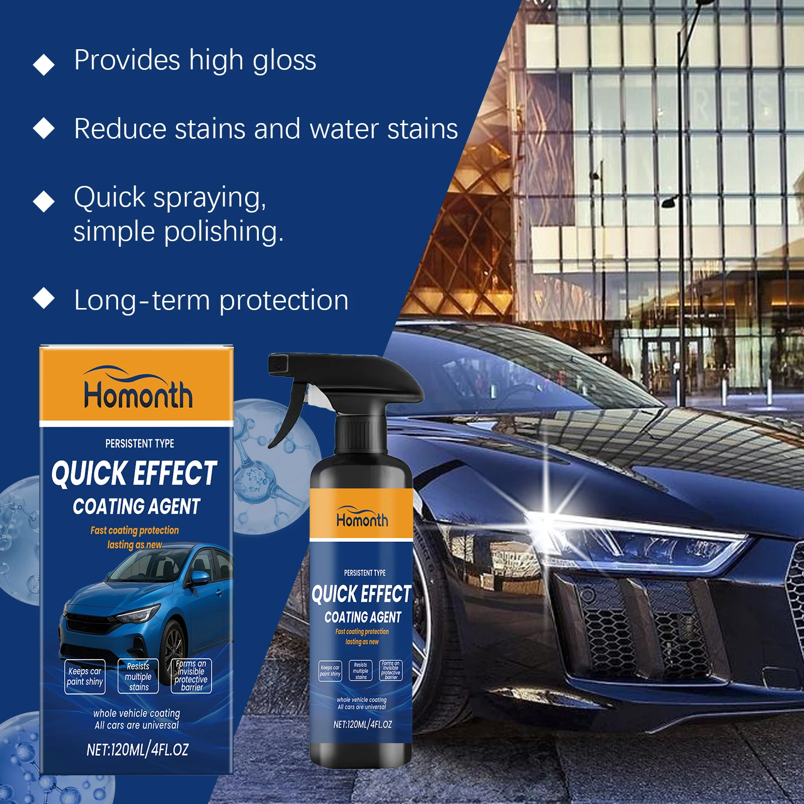 Graphen-Nano-Keramikbeschichtungsspray für Autos, hydrophobe Autokarosserie-Glanzschutzwachs-Kristallbeschichtung, schnelle Nano-Beschichtung, Lackreiniger – Detail 3
