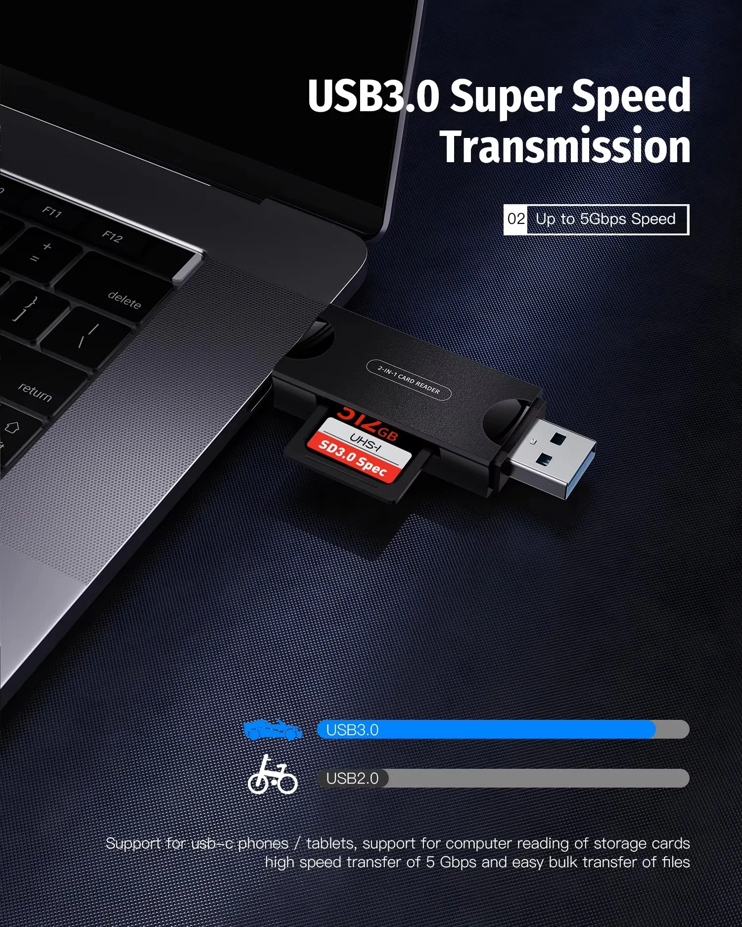 Forida USB3.0 Type-C และ Type-A ถึง TF SD เพิ่มกล่องเก็บ 5Gbps Super Speed Card Reader สําหรับ MacBook แล็ปท็อปพีซีโทรศัพท์