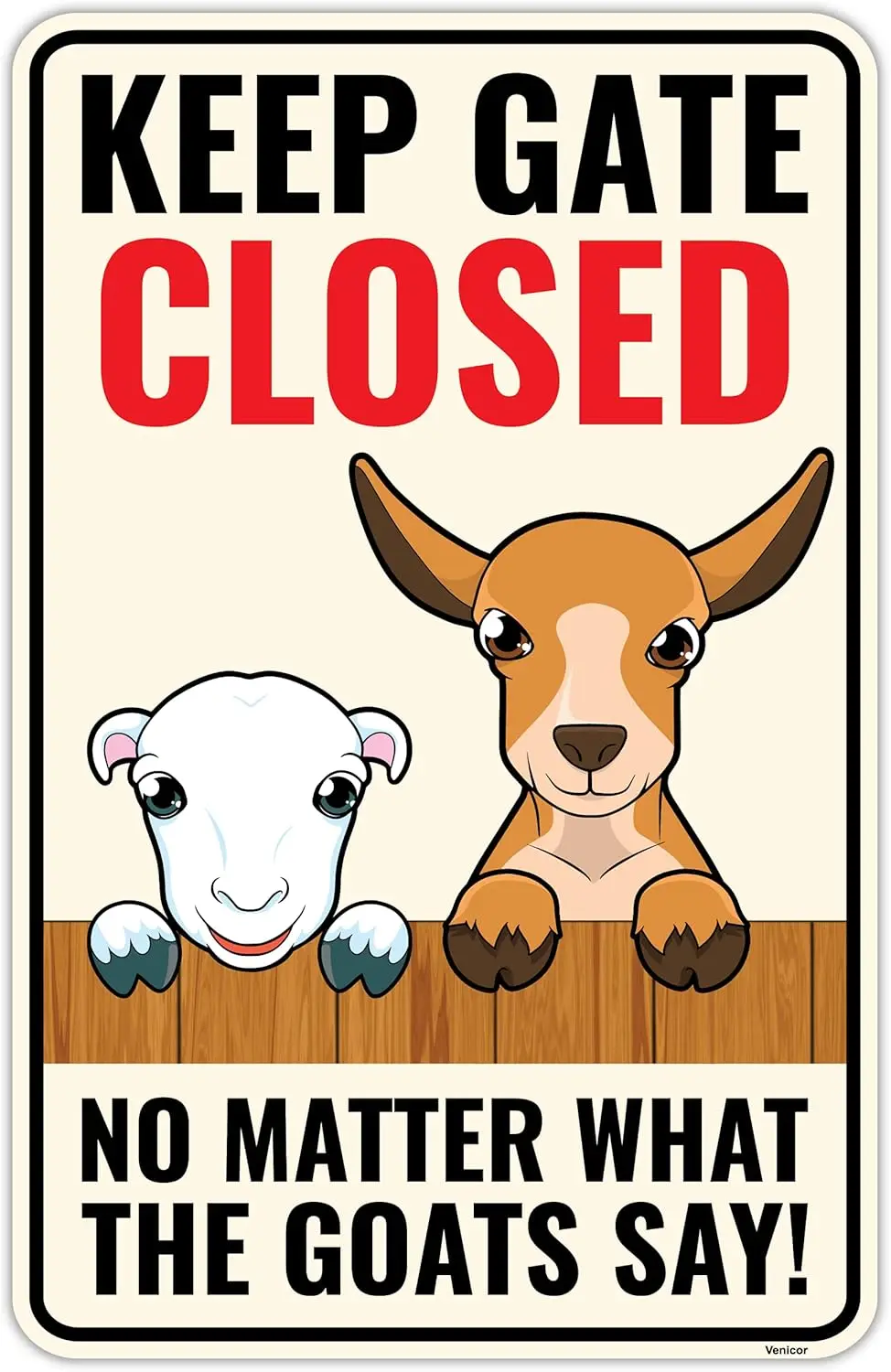 Venicor Goat Sign Decor - 14 x 9 Inches - metal - Goat Gifts for Goat Lovers - Goats Supplies Toy Accessories Stuff