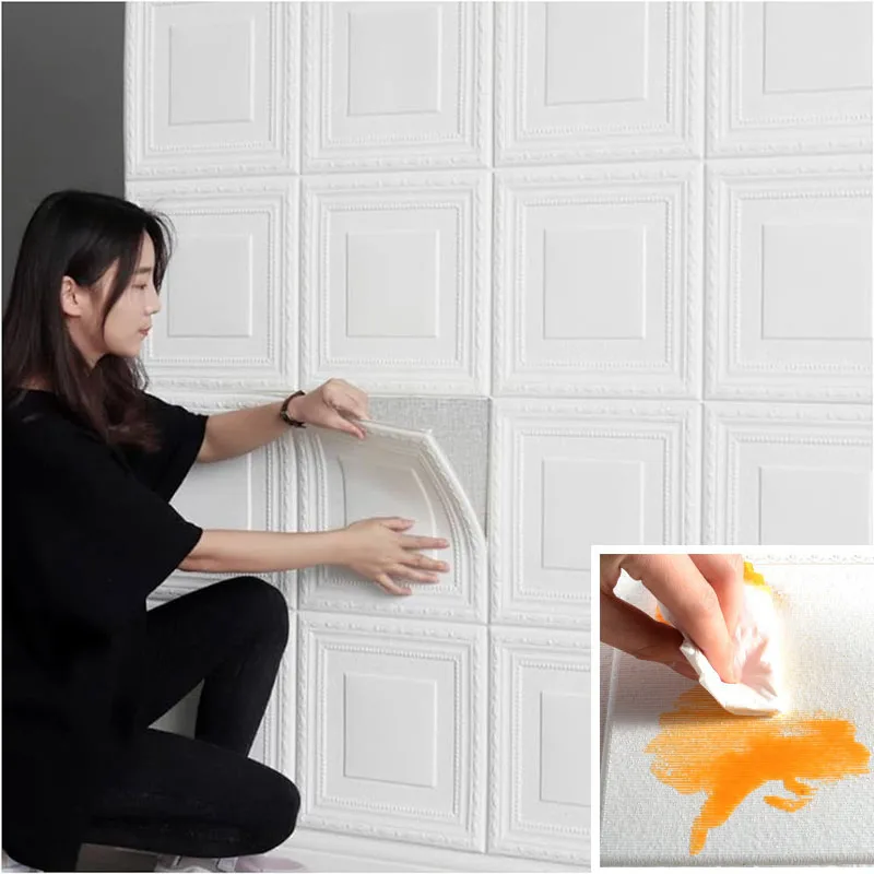 35cm*35cm Peel and Stick Wallpaper Self Adhesive Moisture-proof Wallpapers Home Decor 3D Sheet Paper Background Wall Stickers