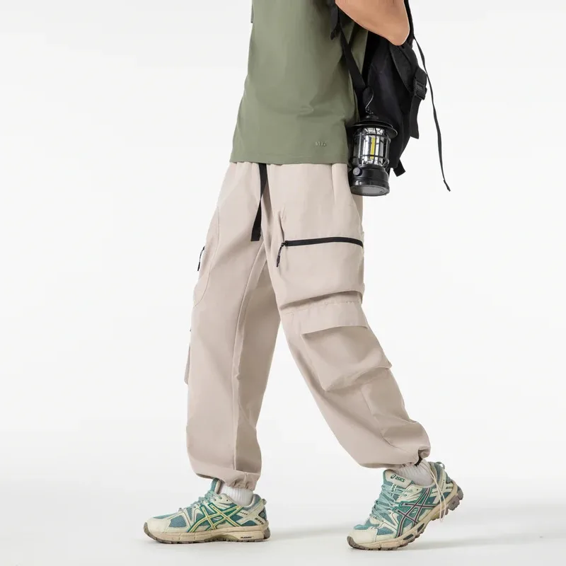 نمط الخريف الجديد الأمريكي الرجعية شارع العليا فضفاض عارضة السراويل الطويلة واسعة الساق مع جيوب متعددة للرجال