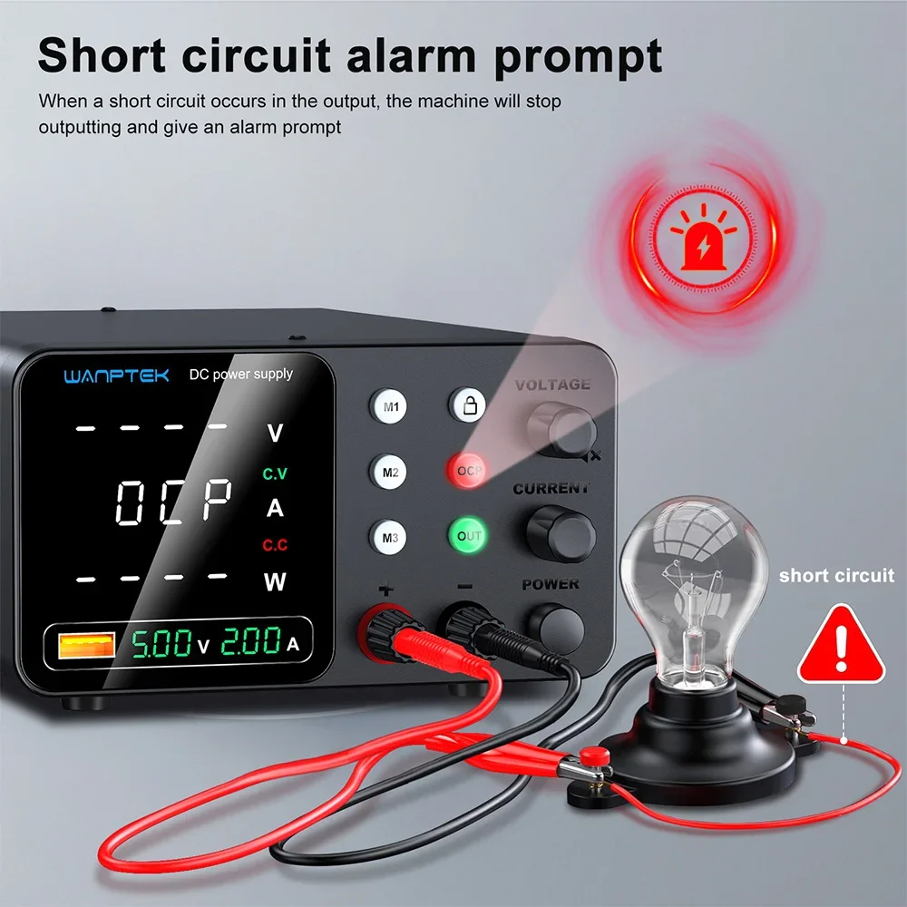 WANPTEK Adjustable Lab DC Power Supply 30V 5A 10A, Bench Stabilized Power Source Voltage Regulator USB Power Supply, 60V 5A 120V 3A 160V 2A - Image 3
