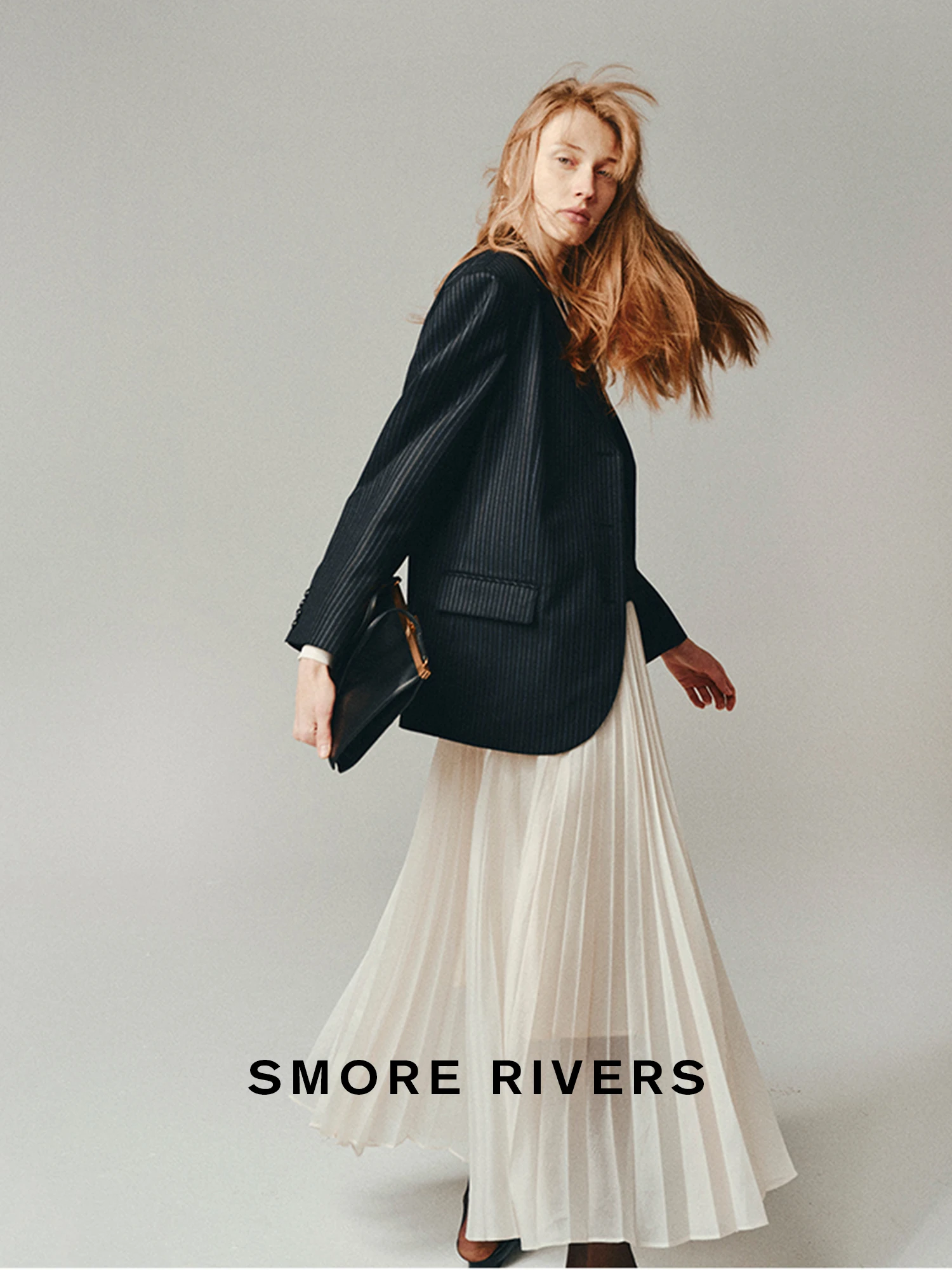 

Ele Classic SMORE RIVERS Silk Blend Skirt Draped Pleated Floa High Waist A-Line Midi Skirt for Women Commute Wear