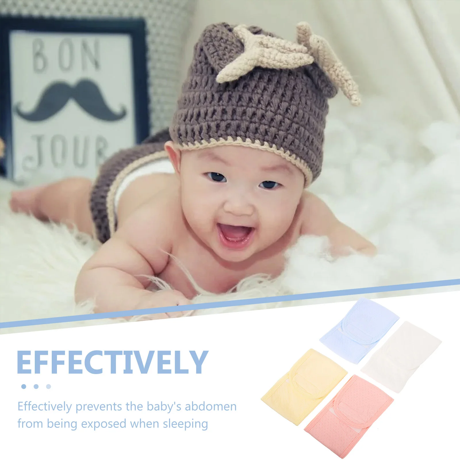 

4Pcs Baby Belly Bands Soft Abdomen Wraps Keep Warm Newborn Cotton Belly Cover Infant Navel Band Portable Protective Baby