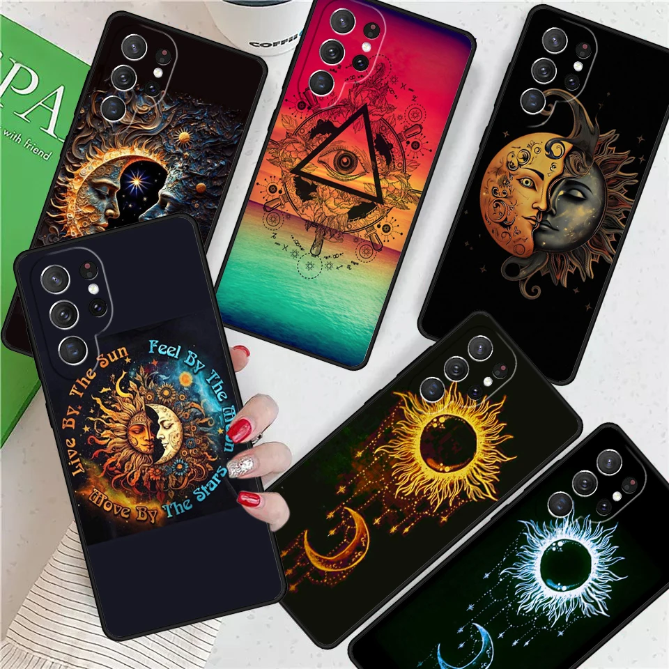 Indian Hand Holding Sun Moon Face Couple For Samsung Galaxy S24 Ultra S21 S22 S8 S9 S10E Note 10 20 Plus FE S23 Phone case Cover