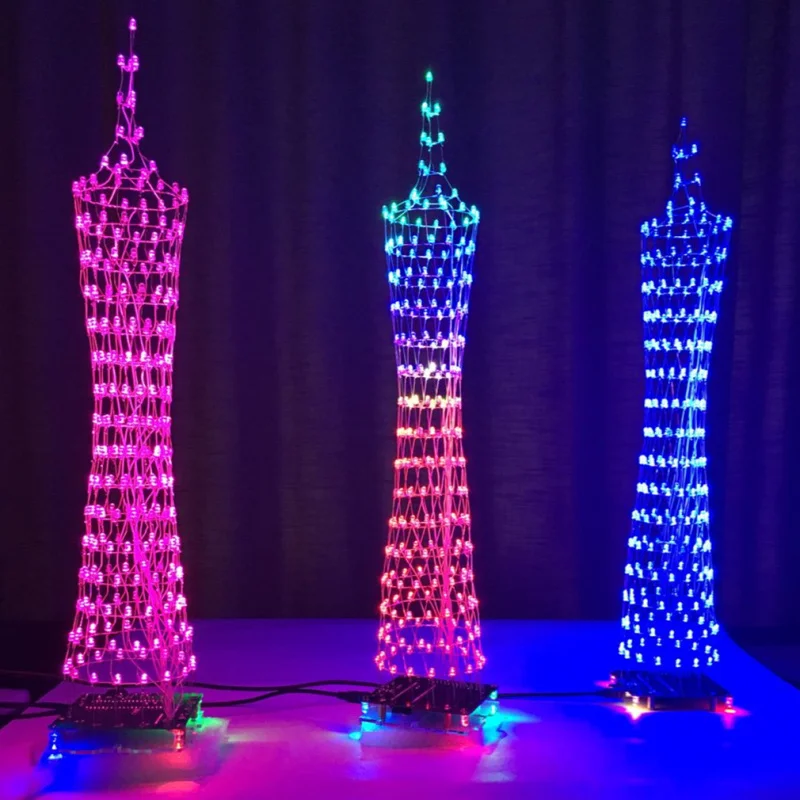 Guangzhou Tower Kit – Assembling Components Colorful LED Lighting of Guangzhou Xiaomaniao Tower, Light Cube Electron