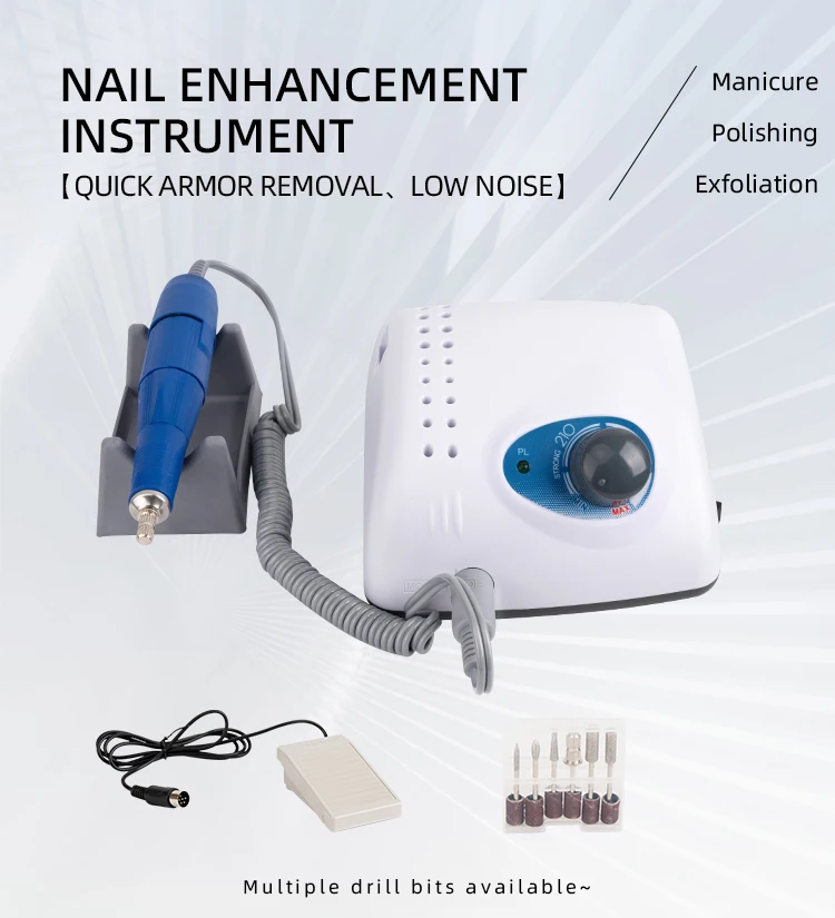 Nail Enhancement Instrument: Quick Armor Removal, Low Noise, Ideal for Manicure, Polishing & Exfoliation, Multiple drill bits