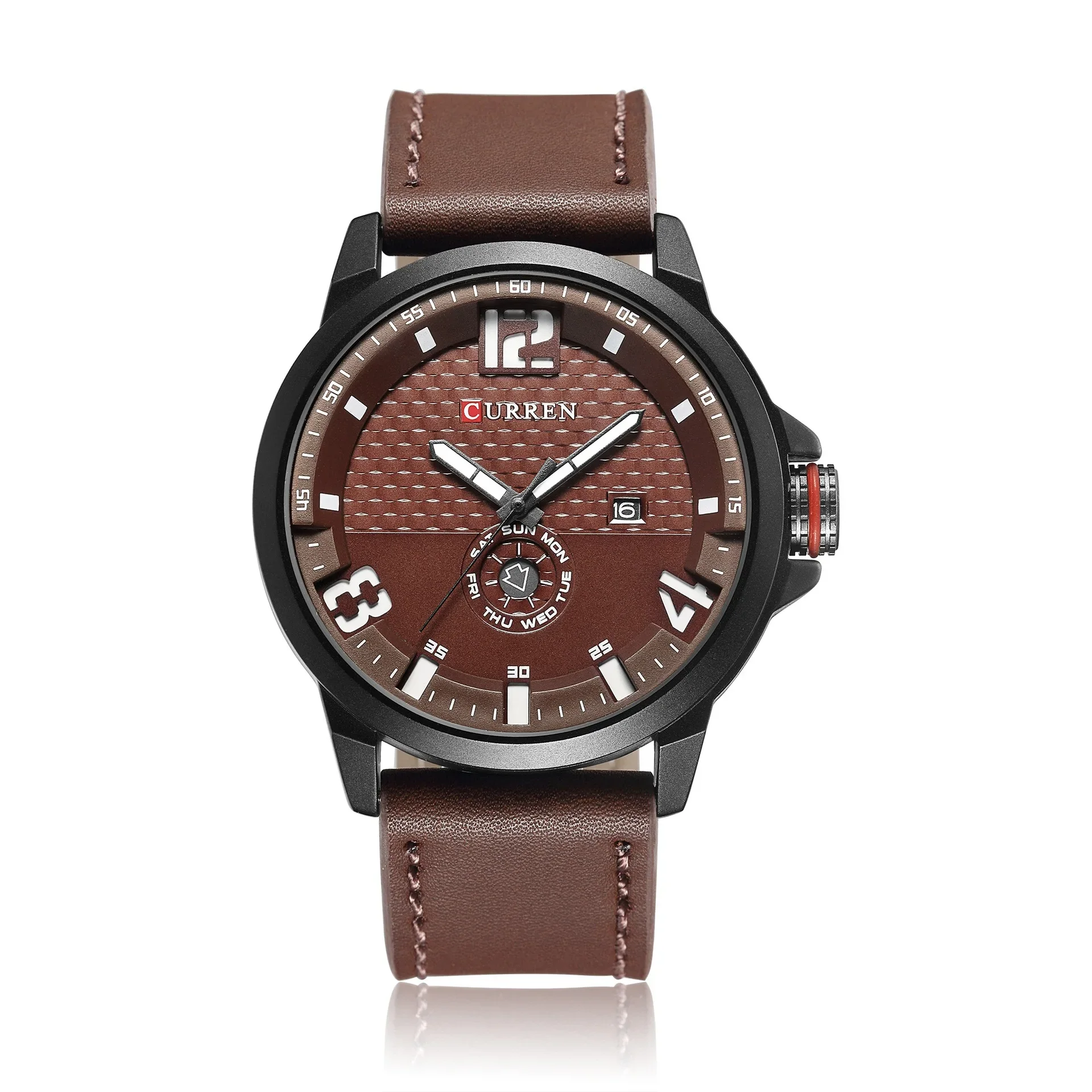 CURREN M8253 Brand Military Watches Men Quartz Analog 3D Face Leather Clock Man Sports Watches Army Watch Relogios Masculino